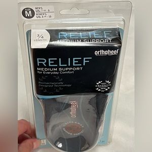 NIB: Orthaheel 3/4 length relief, orthotic insoles-  medium supports, sz Medium
